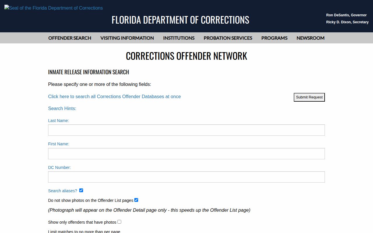 Florida FDC released inmate search used for Osceola County records